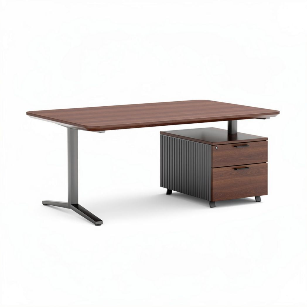 Biurko z szufladami w biurze z płyty MDF - 150 x 75 x 75cm