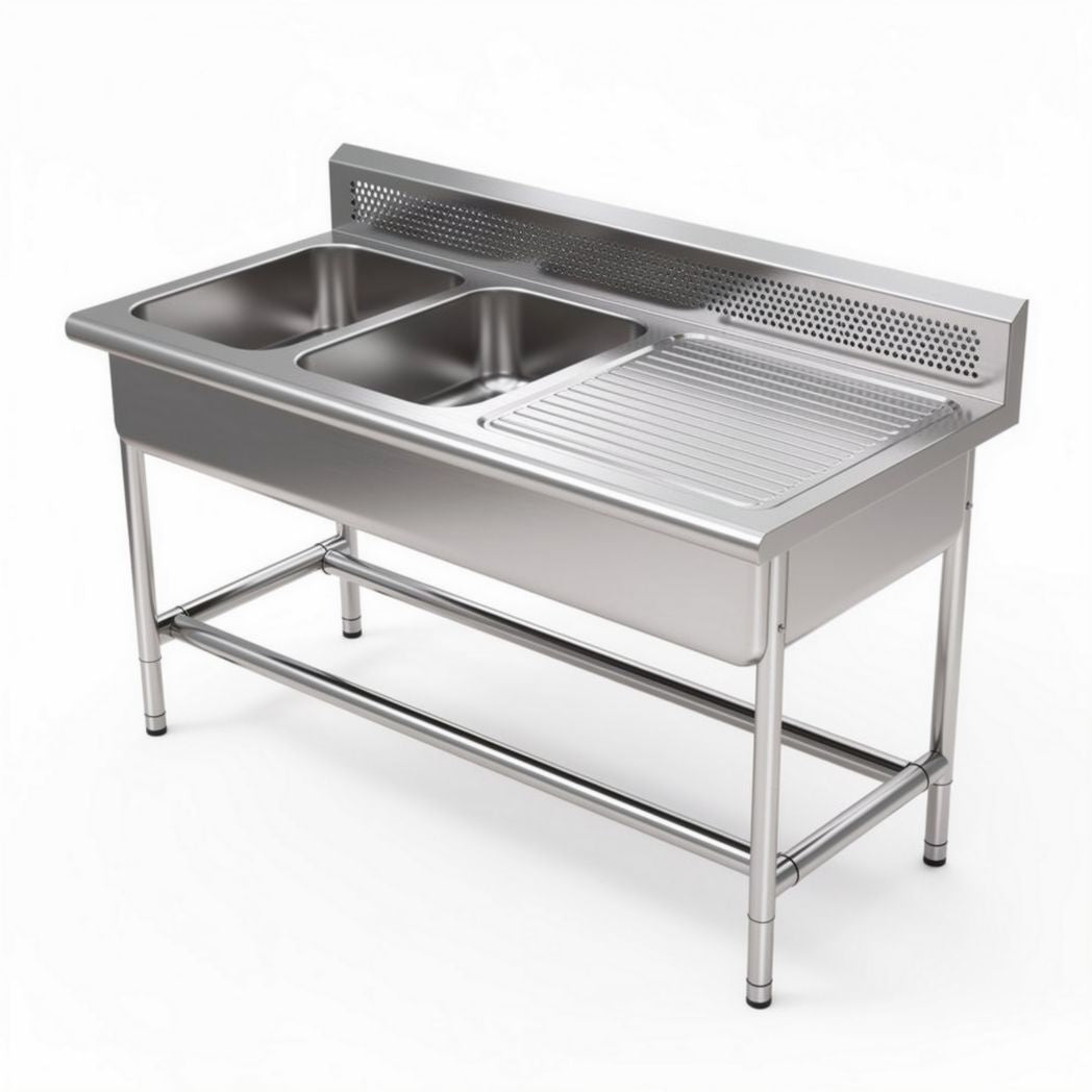 Zlew gastronomiczny ze stali nierdzewnej do użytku w kuchniach - 120 x 60 x 85cm