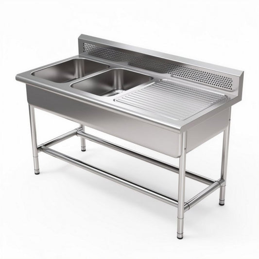 Zlew gastronomiczny ze stali nierdzewnej do użytku w kuchniach - 120 x 60 x 85cm