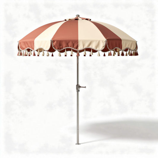 Parasol ogrodowy w kolorze kremowo-brązowym z poliestru - 120 x 120 x 240cm